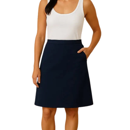 Women's Pull on Skort in Twill with Elastic Waist and Front Pockets