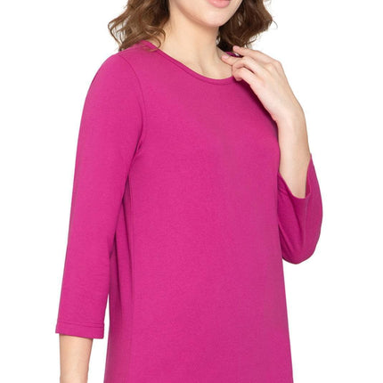 Women's Classic Comfort Fit 3/4 Sleeve length Crew Neck Jersey knit T-Shirt
