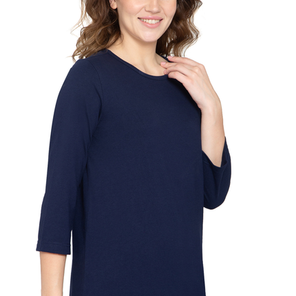 Women's Classic Comfort Fit 3/4 Sleeve length Crew Neck Jersey knit T-Shirt