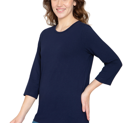 Women's Classic Comfort Fit 3/4 Sleeve length Crew Neck Jersey knit T-Shirt