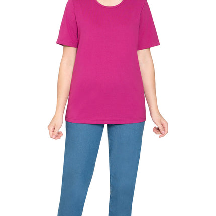 Women's Relaxed Fit Short-Sleeve Crew neck knit Tee Shirt