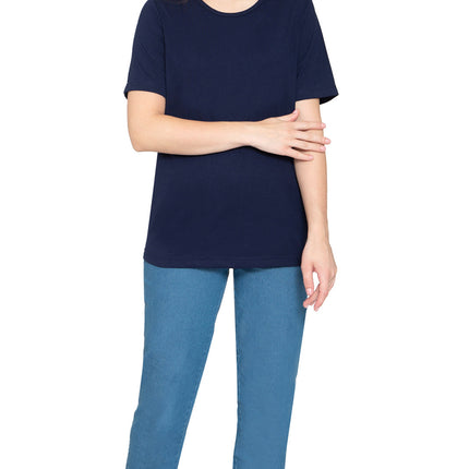 Women's Relaxed Fit Short-Sleeve Crew neck knit Tee Shirt