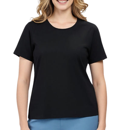 Women's Relaxed Fit Short-Sleeve Crew neck knit Tee Shirt