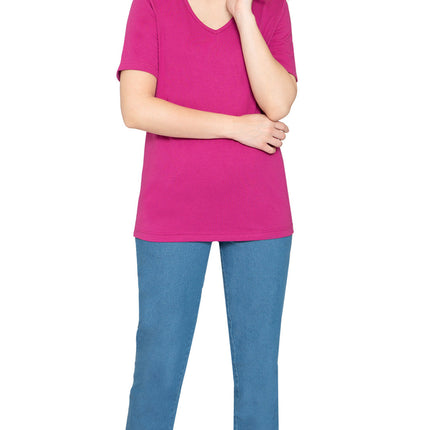 Women's Perfect Short-Sleeve V-Neck Tee Shirt - Cotton blend and Wrinkle Resistant
