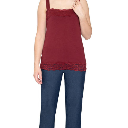 Women's Lacey Trim Cotton Blend Tank Top
