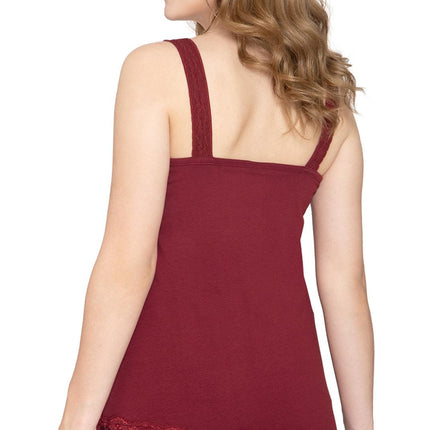 Women's Lacey Trim Cotton Blend Tank Top