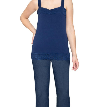 Women's Lacey Trim Cotton Blend Tank Top