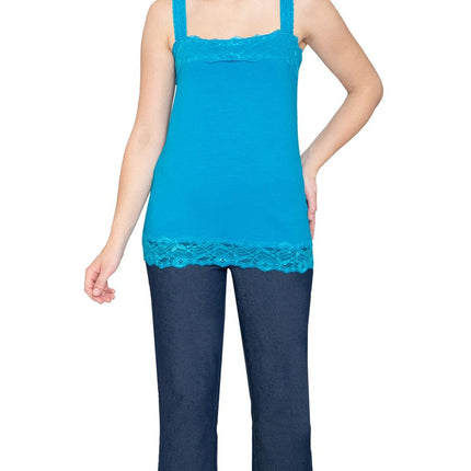 Women's Lacey Trim Cotton Blend Tank Top