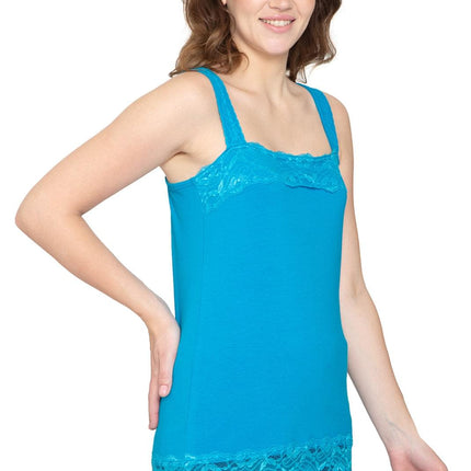Women's Lacey Trim Cotton Blend Tank Top