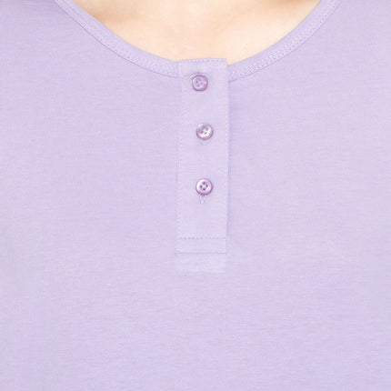 Women's 3/4 sleeves Henley in Cotton Blend with Button Placket