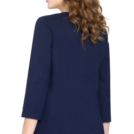 Women's 3/4 sleeves Henley in Cotton Blend with Button Placket