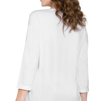 Women's 3/4 sleeves Henley in Cotton Blend with Button Placket