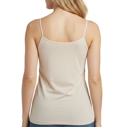 Women's Essential Adjustable Strap Camisole in Soft Cotton Blend Fabric with a built in Shelf Bra