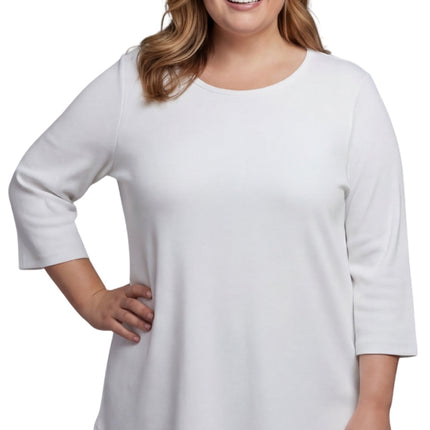 Women's Ribbed 3/4 Sleeve Crew Neck Cotton Top