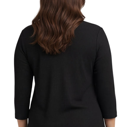 Women's Ribbed 3/4 Sleeve Crew Neck Cotton Top