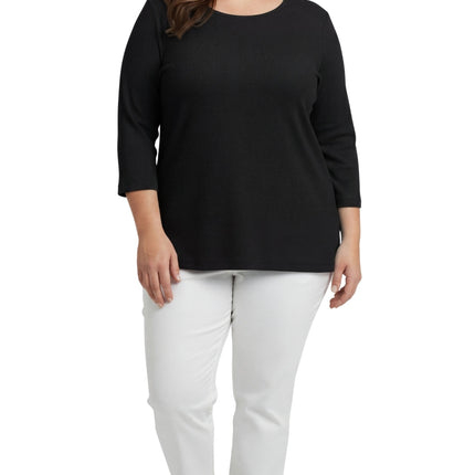 Women's Ribbed 3/4 Sleeve Crew Neck Cotton Top