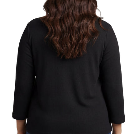 Women's Ribbed 3/4 Sleeve Crew Neck Cotton Top