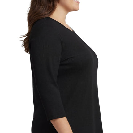 Women's Ribbed 3/4 Sleeve Crew Neck Cotton Top
