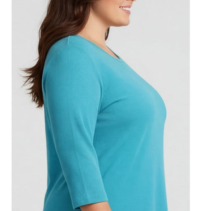 Women's Ribbed 3/4 Sleeve Crew Neck Cotton Top