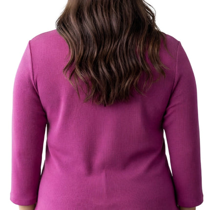 Women's Ribbed 3/4 Sleeve Crew Neck Cotton Top