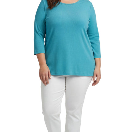 Women's Ribbed 3/4 Sleeve Crew Neck Cotton Top