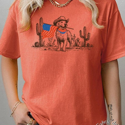 American Cowboy Dog Graphic Plus Heavy Cotton Tee
