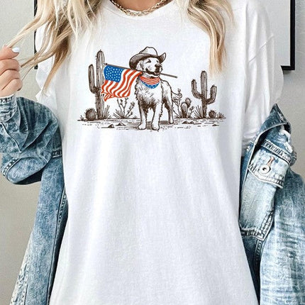 American Cowboy Dog Graphic Plus Heavy Cotton Tee
