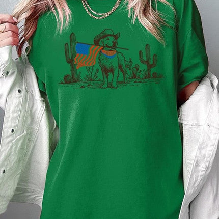 American Cowboy Dog Graphic Plus Heavy Cotton Tee