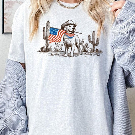 American Cowboy Dog Graphic Plus Heavy Cotton Tee
