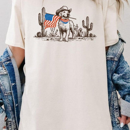 American Cowboy Dog Graphic Plus Heavy Cotton Tee