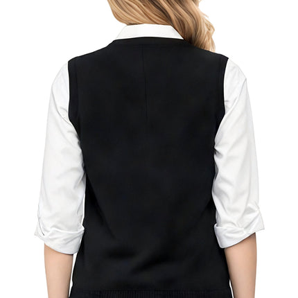 Womens Button Front Cable Knit Cardigan Sweater Vest