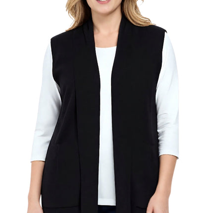 Women's Long Sleeveless Open Front Soft Shawl Collar Vest
