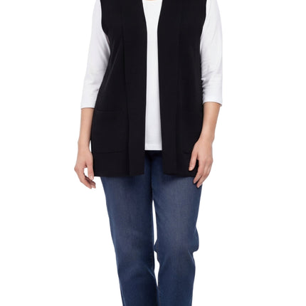 Women's Long Sleeveless Open Front Soft Shawl Collar Vest