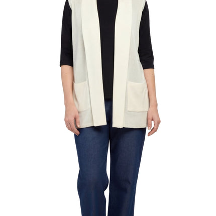 Women's Long Sleeveless Open Front Soft Shawl Collar Vest