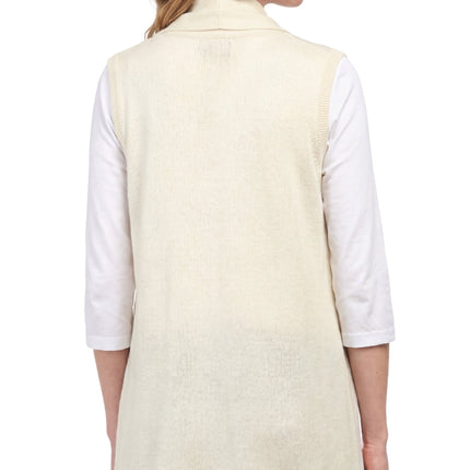 Women's Long Sleeveless Open Front Soft Shawl Collar Vest