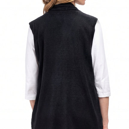 Women's Long Sleeveless Open Front Soft Shawl Collar Vest