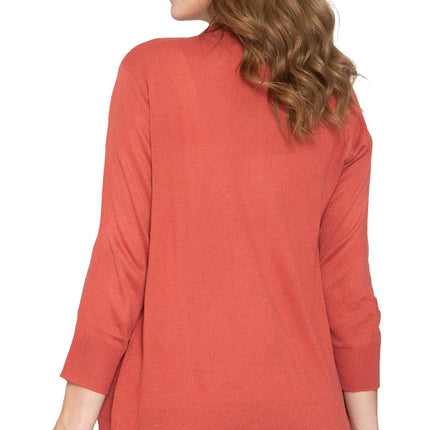 Women's Curved Hem Cardigan - Open Front in Soft Cashmere like Fabric