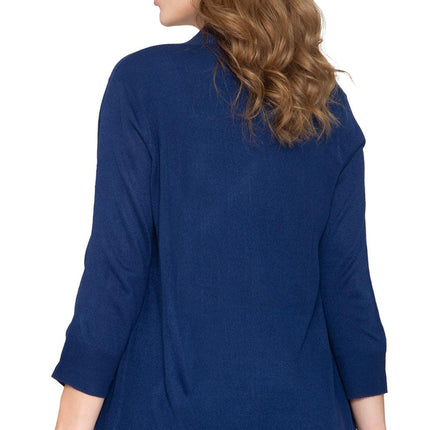 Women's Curved Hem Cardigan - Open Front in Soft Cashmere like Fabric