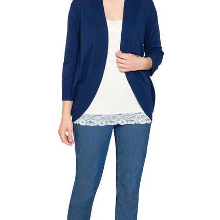 Women's Curved Hem Cardigan - Open Front in Soft Cashmere like Fabric