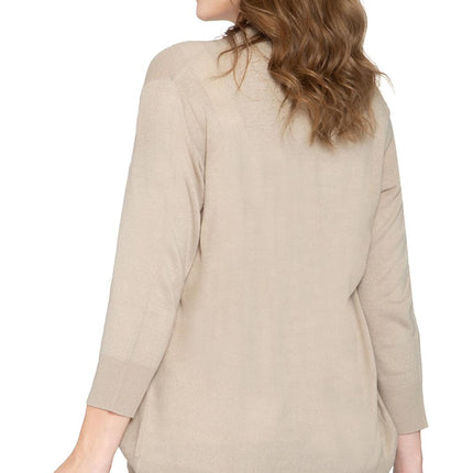 Women's Curved Hem Cardigan - Open Front in Soft Cashmere like Fabric