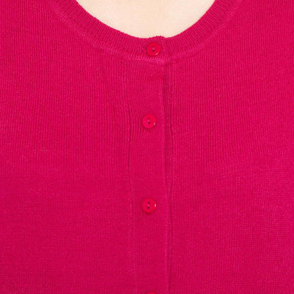 Women's Button Front Cardigan with a Unique Elbow Cuff Style