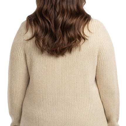 Women's Chic Henley Shaker-Knit Sweater for Women - Casual Long-Sleeve in Durable 100% Acrylic with 3-Button Placket