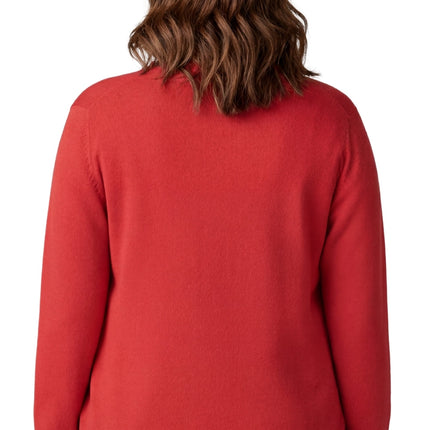 Women's Soft Cotton Button-Up Cardigan Crewneck Sweater Long Sleeves with Front Pockets