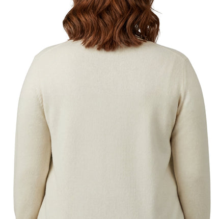 Women's Soft Cotton Button-Up Cardigan Crewneck Sweater Long Sleeves with Front Pockets