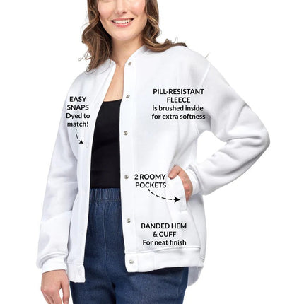 Womens Snap Up Jacket - Soft, Fleecy Lining for Three-Season Comfort