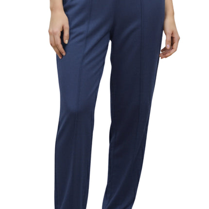 Womens Classic Poly Knit Pants - Pull On Slacks with Elastic Waist