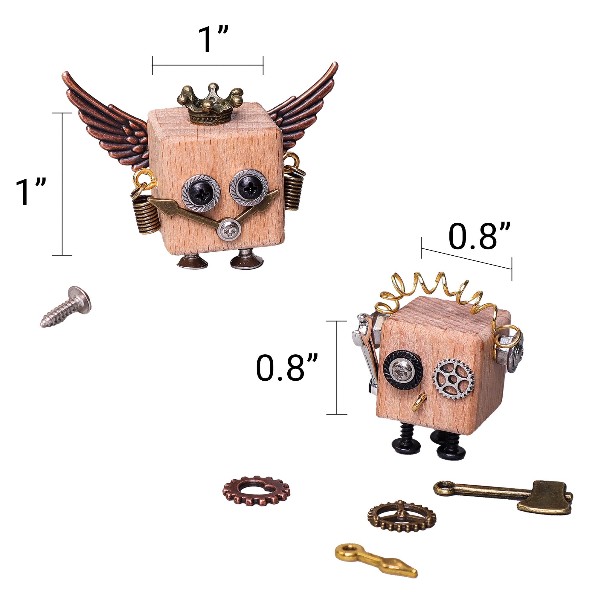 DIY Timberbot Kit – Build 2 Wooden Robots, Make Keychains & Necklaces