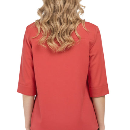 Womens Regular Fit 3/4 Sleeve Button Down Collared Camp Shirt