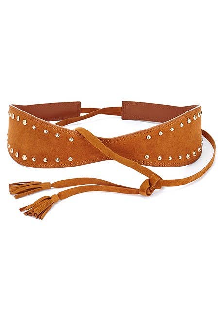 Embellished Faux Suede Waist Belt