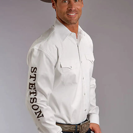 Stetson Logo Wear (White) - Men's Western Shirt (Closeout)